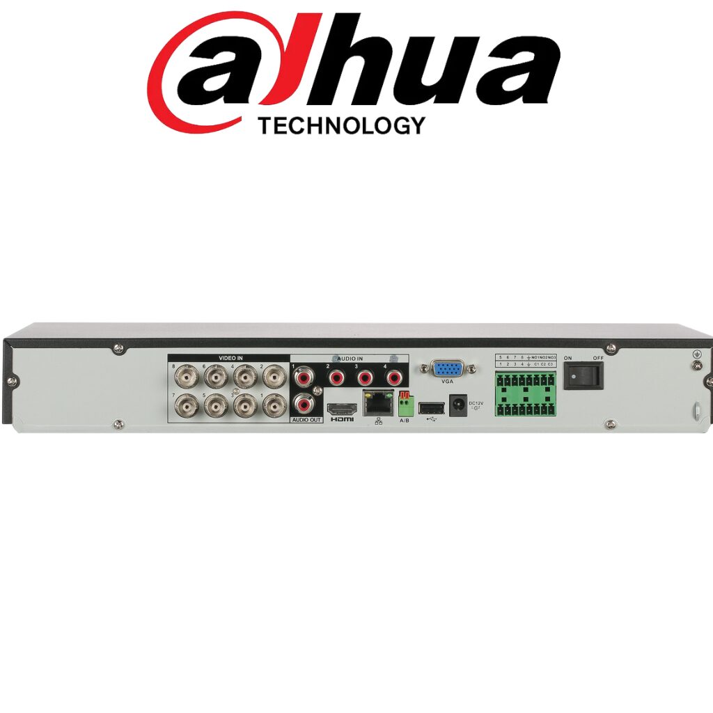 Enregistreur Dvr Dahua DH‑XVR5208A‑I3/T 8 Canaux 5MP Prix Tunisie vue arrière connectique HDMI VGA RCA