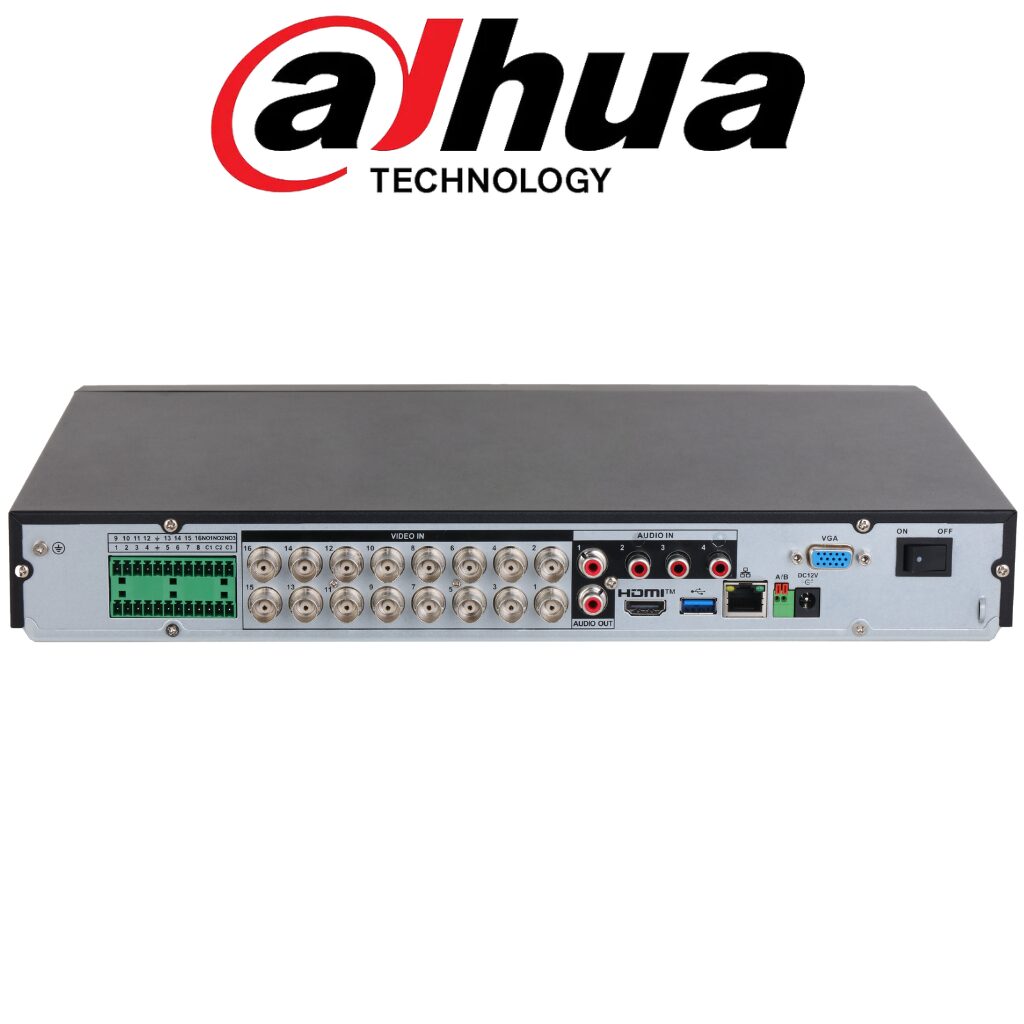 Enregistreur Dvr Dahua DH‑XVR5216A‑I3/T 16 Canaux 5MP Prix Tunisie vue arrière connectique HDMI VGA RCA