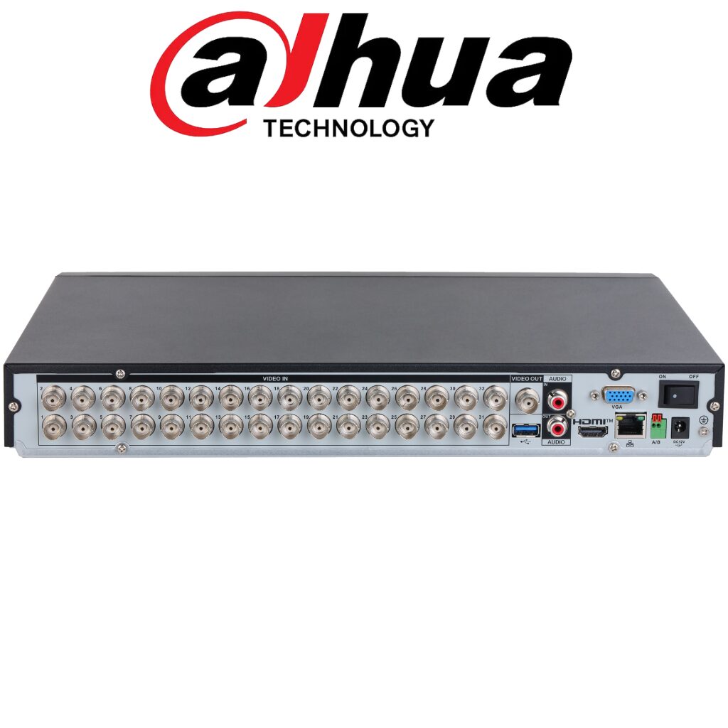 Enregistreur Dvr Dahua DH‑XVR5232AN‑I3/T 32 Canaux 5MP Prix Tunisie vue arrière connectique HDMI VGA RCA
