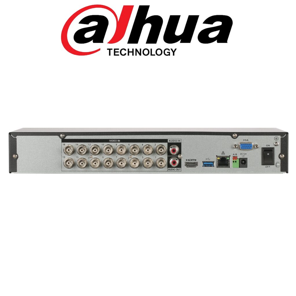 Enregistreur Dvr Dahua XVR5116H‑I3/T 16 Canaux 5MP Prix Tunisie vue arrière avec ports HDMI VGA RCA