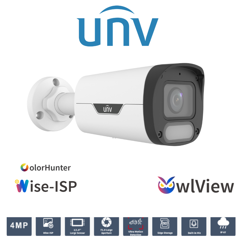 Camera-IP-Bullet-4MP-Uniview-IPC2314LE-ADF2840KM-WP-ColorHunter-vue-laterale-–-videosurveillance-Prix-Tunisie