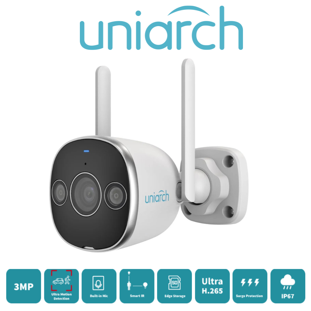 Caméra WiFi Uniarch Uho-B2D-M3F3D vue latérale IP67 WiFi Prix Tunisie