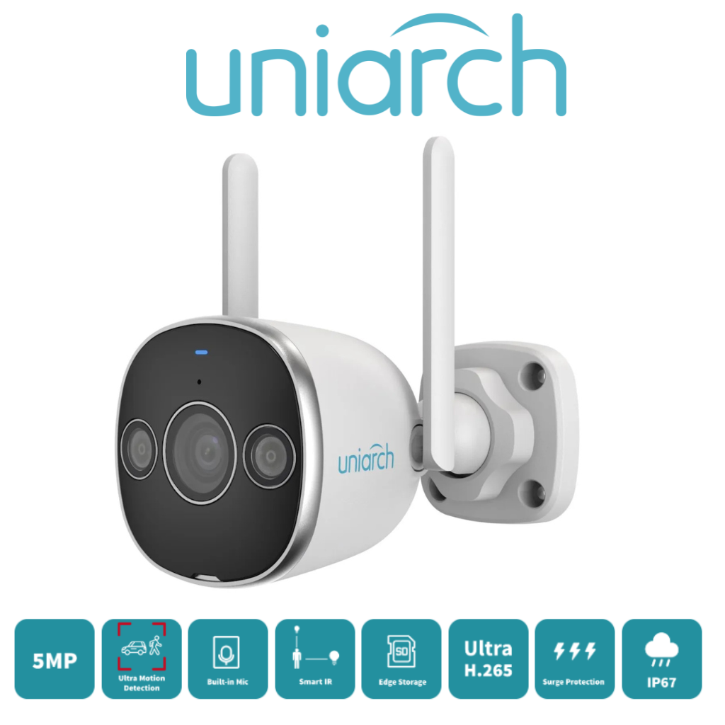 Caméra WiFi Uniarch Uho-B2D-M5F3D vue latérale IP67 WiFi Prix Tunisie