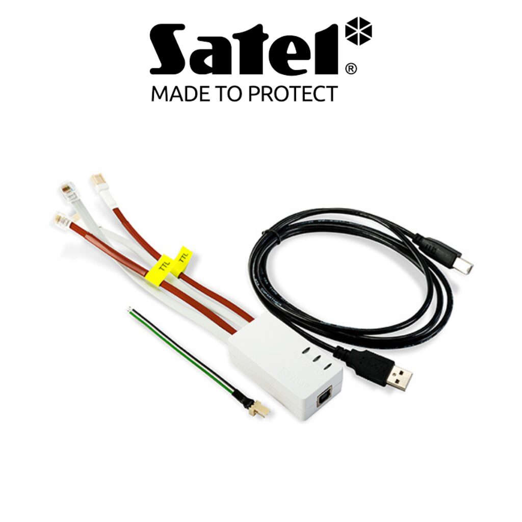 Convertisseur SATEL USB-RS vue latérale câble USB 1.8m programmation SATEL Prix Tunisie