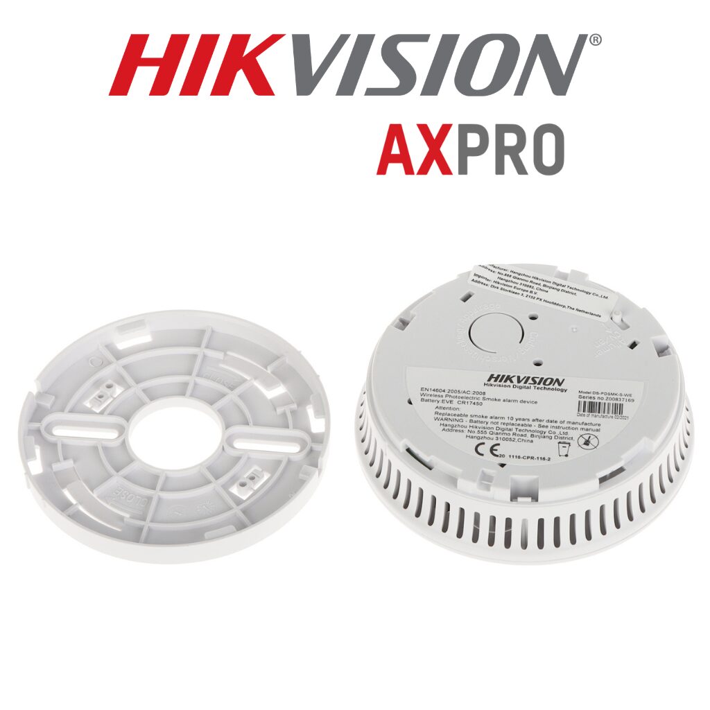 Détecteur de Fumée Sans Fil Hikvision AX PRO DS-PDSMK-S-WB vue arrière – installation plafond Prix Tunisie
