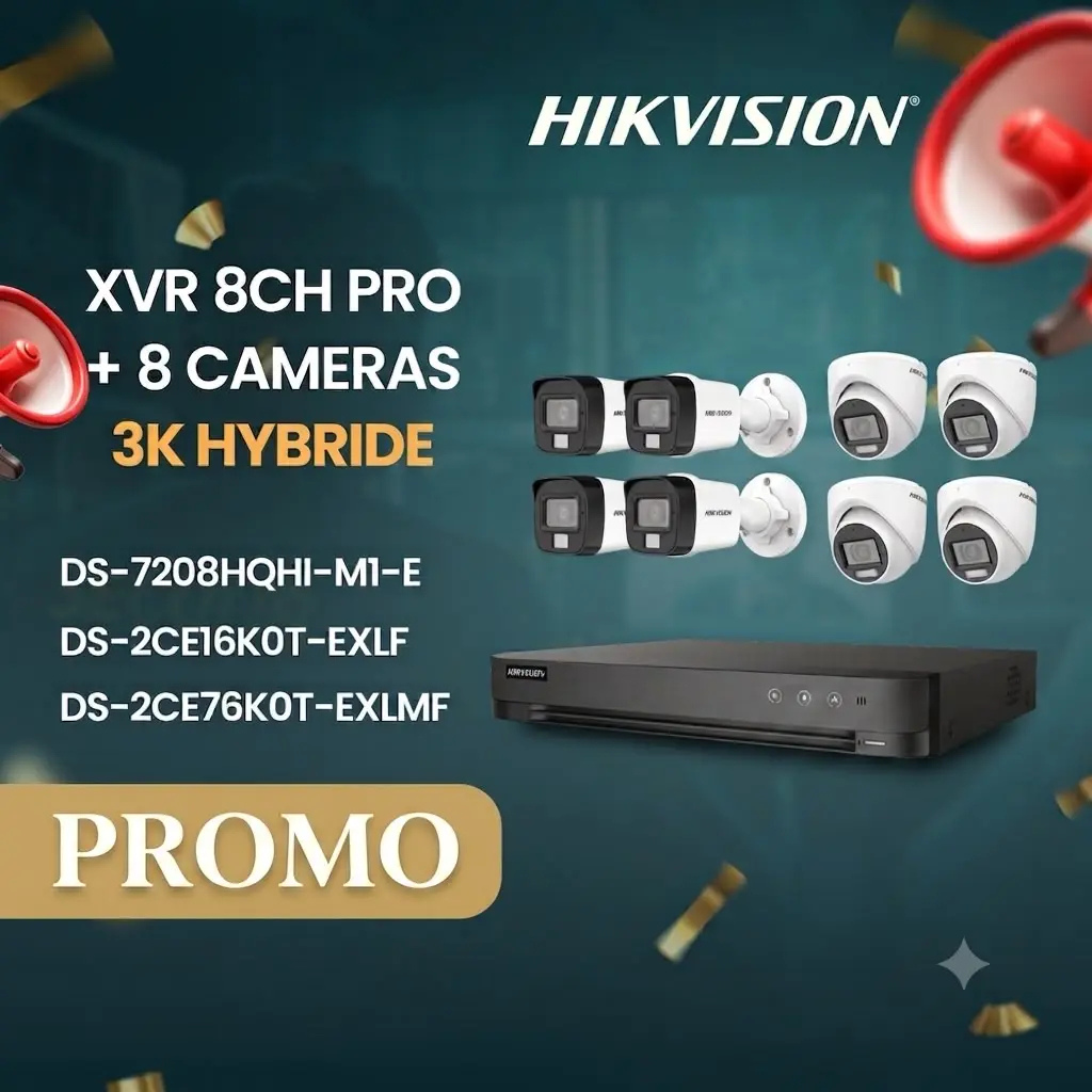 Pack Hikvision XVR 8CH PRO avec 8 caméras 3K Smart Hybride Prix Tunisie