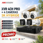 Pack vidéosurveillance Hikvision XVR 4CH PRO avec 4 caméras 3K hybride Prix Tunisie