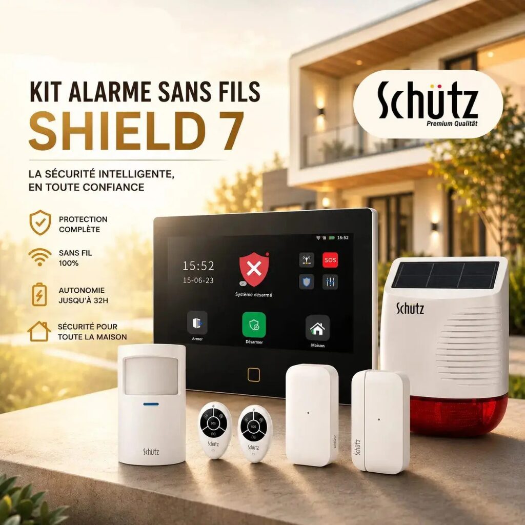 Kit Alarme Sans Fil Schutz Shield 7 avec Sirène Solaire Prix Tunisie