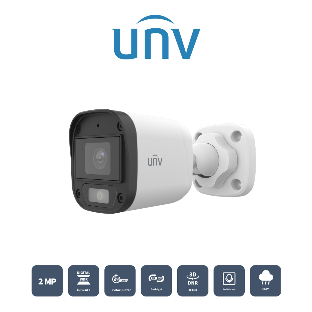 Caméra Analogique Uniview 2MP UAC-B112-AF28-DL Vue Profil Avant Prix Tunisie