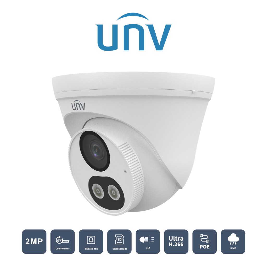 Caméra Uniview 2MP IPC3612LB-AF28K-DL ColorHunter PoE Prix Tunisie vue profil latéral