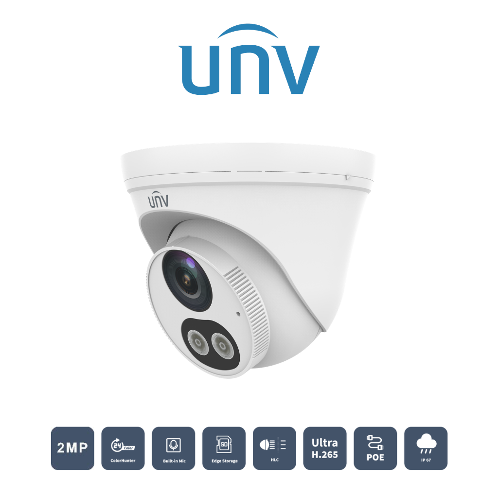 Caméra Uniview 2MP IPC3612LB-AF28K-WL Vue Profil Avant Prix Tunisie