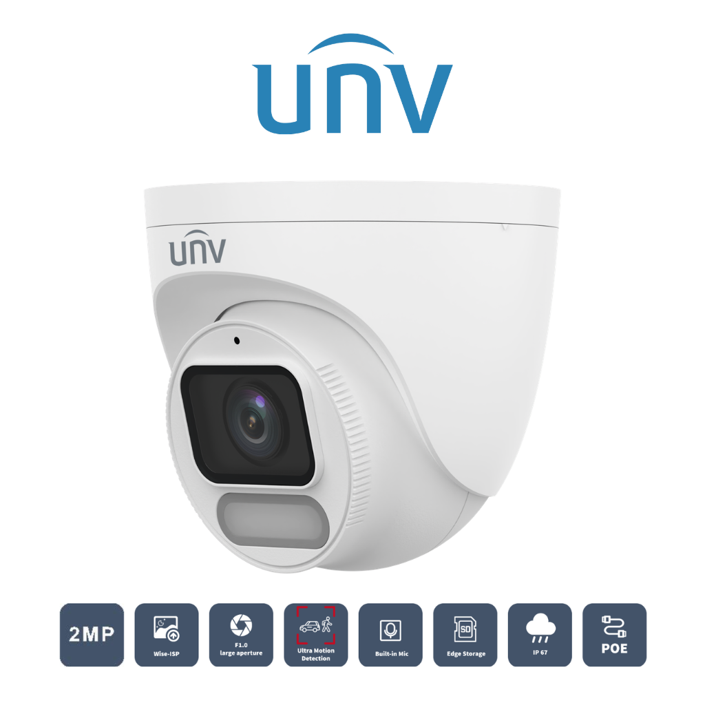 Caméra Uniview 2MP IPC3622LE-ADF28K-WP-L ColorHunter PoE Prix Tunisie vue profil latéral