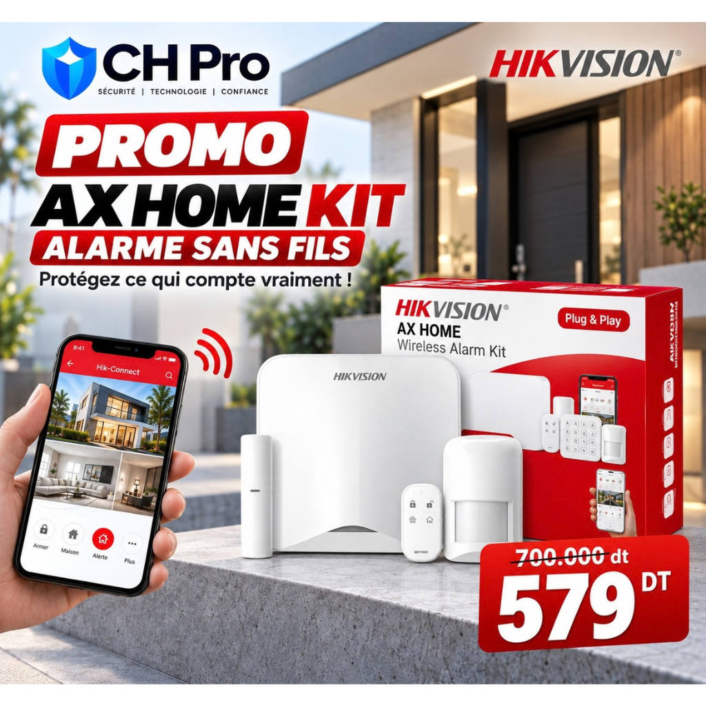 Kit alarme sans fil Hikvision AX Home DS-PA201P-KIT-32WB Prix Tunisie