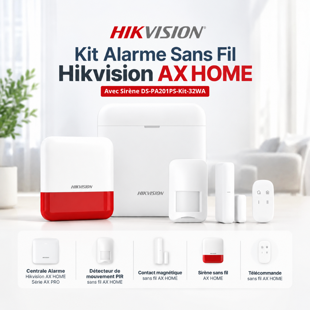 Kit alarme sans fil Hikvision AX HOME DS-PA201PS-KIT-32WA vue avant Prix Tunisi